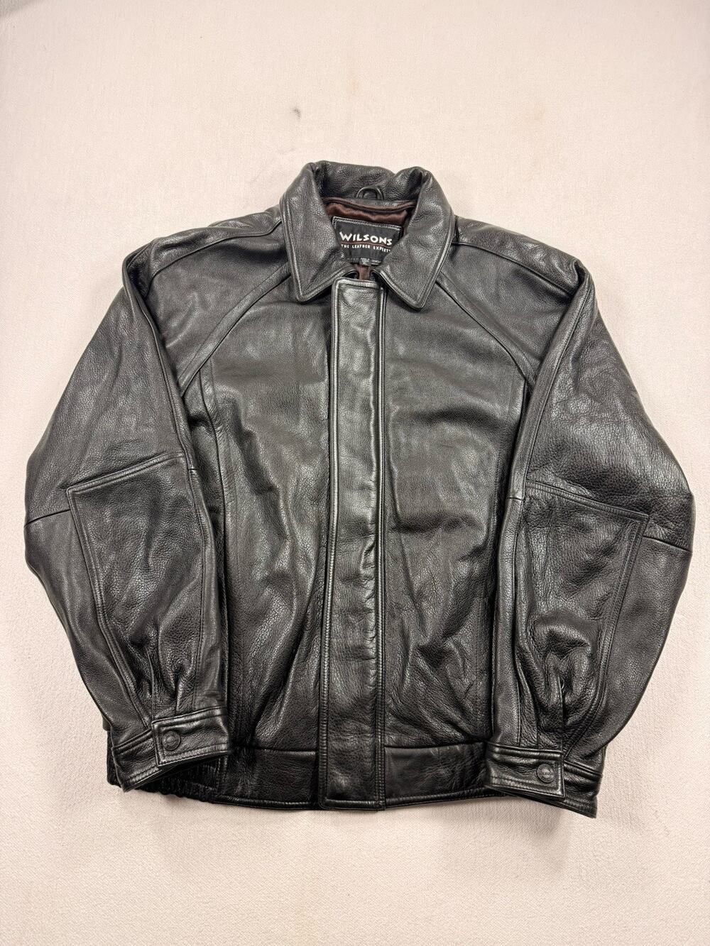 Wilson Men's Leather Jacket Black Size XL Full Zip
